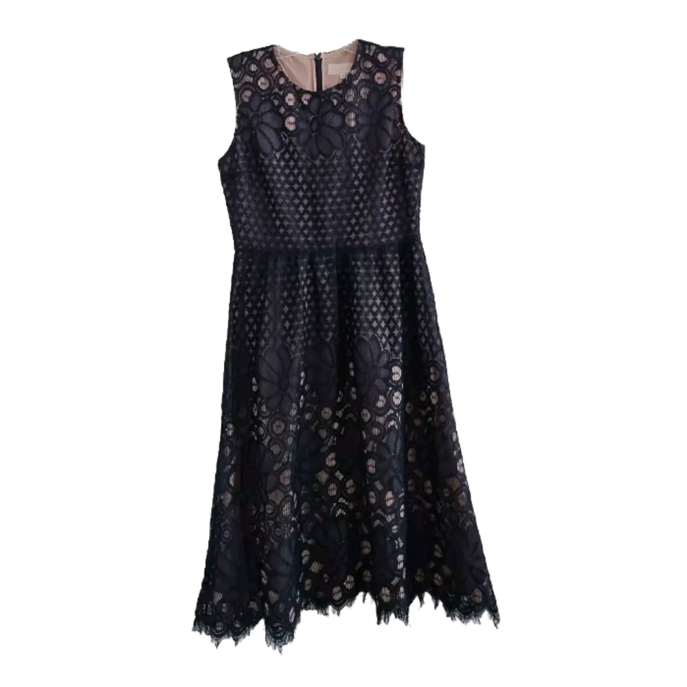 Mignon Doo Anthropologie Navy Nude Lace Dress